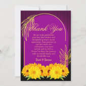 Carte De Remerciements Élégant Mariage de tournesol doré violet (Devant)