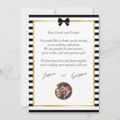 Carte De Remerciements Élégant Mariage de trame en or noir blanc (Devant)