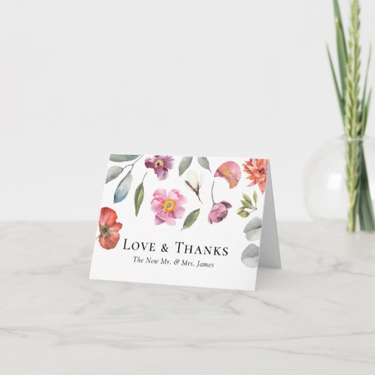 Carte De Remerciements Élégant Mariage d'Eucalyptus Floral (Devant)