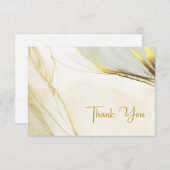 Carte De Remerciements Élégant Mariage en marbre blanc or (Devant / Derrière)