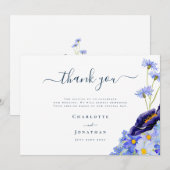 Carte De Remerciements Élégant Mariage Fleur sauvage (Devant / Derrière)