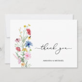 Carte De Remerciements Élégant Mariage Fleur sauvage (Devant)