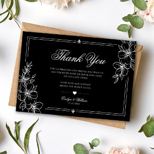 Carte De Remerciements Élégant Mariage Fleuriste Calligraphie Moderne Noi