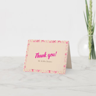 Carte De Remerciements Élégant Mariage Floral Beige & Rose Pâle