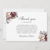 Carte De Remerciements Élégant Mariage floral de Boho Bourgogne (Dos)