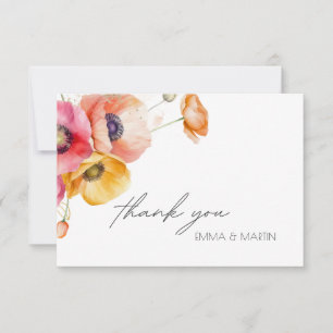 Carte De Remerciements Élégant Mariage floral de l'aquarelle