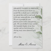 Carte De Remerciements Elégant mariage floral Eucalyptus aquarelle (Dos)