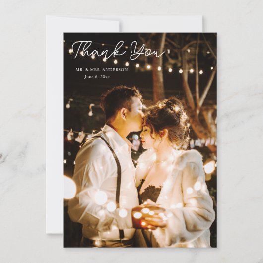 Carte De Remerciements Élégant Mariage floral jaune (Devant)