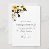 Carte De Remerciements Élégant Mariage floral jaune (Dos)