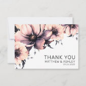 Carte De Remerciements Élégant Mariage floral rose Boho moderne (Devant)