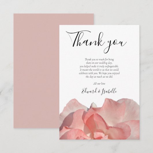 Carte De Remerciements Élégant Mariage floral rose corail (Devant / Derrière)