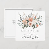 Carte De Remerciements Élégant Mariage floral rose pâle (Devant / Derrière)