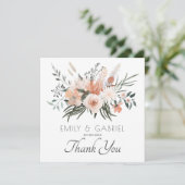 Carte De Remerciements Élégant Mariage floral rose pâle (Debout devant)