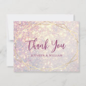 Carte De Remerciements Élégant Mariage géométrique violet Parties scintil (Devant)