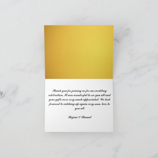 Carte De Remerciements Élégant Mariage hindou indien rose or que (Intérieur)