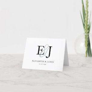Carte De Remerciements Élégant Mariage initial d'un couple d'esperluette