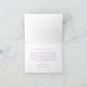 Carte De Remerciements Élégant Mariage Lavender Bow (Intérieur)