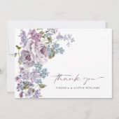 Carte De Remerciements Élégant Mariage Lilac (Devant)