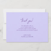 Carte De Remerciements Élégant Mariage Lilac violet clair (Dos)