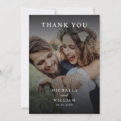 Carte De Remerciements Élégant Mariage moderne de script 2 photos (Devant)