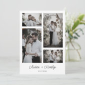 Carte De Remerciements Élégant mariage moderne photo collage (Debout devant)