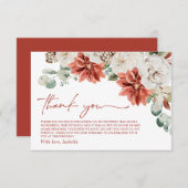 Carte De Remerciements Élégant Mariage Moderne Rouge Noël Hiver Shower de (Devant / Derrière)