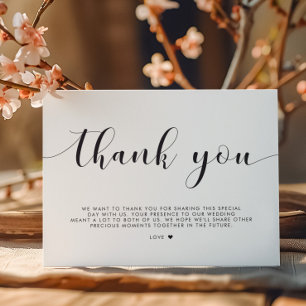 Carte De Remerciements Élégant Mariage noir et blanc