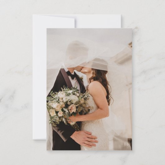 Carte De Remerciements Élégant Mariage noir et or (Dos)