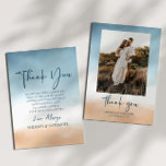Carte De Remerciements Elégant Mariage Ocean Beach Shore Sand Picture<br><div class="desc">C'est un Elegant Blue Ocean Beach Shore Sand Mariage Photo personnalisée Carte de remerciements!</div>