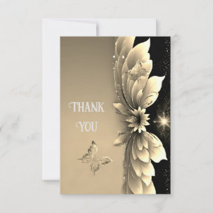 Carte De Remerciements Élégant Mariage Or
