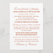 Carte De Remerciements Élégant Mariage Orange Terracotta (Devant)