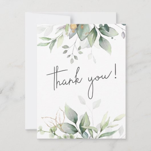 Carte De Remerciements Élégant mariage photo botanique eucalyptus (Devant)