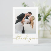 Carte De Remerciements Élégant Mariage Photo Calligraphie Script Personna (Debout devant)