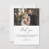 Carte De Remerciements Élégant Mariage Photo de remerciement manuscrit  (Dos)