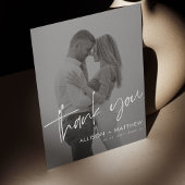 Carte De Remerciements Élégant Mariage photo de script blanc