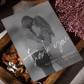 Carte De Remerciements Élégant Mariage photo de script blanc