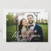 Carte De Remerciements Élégant Mariage photo de script moderne (Dos)