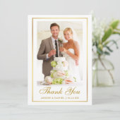 Carte De Remerciements Elégant mariage photo Gold Frame (Debout devant)