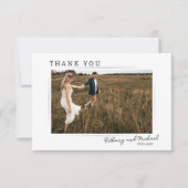 Carte De Remerciements Élégant Mariage photo moderne (Devant)