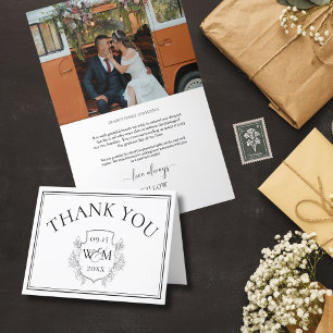 Carte De Remerciements Élégant Mariage photo Monogram
