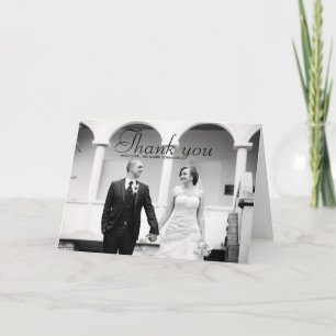 Carte De Remerciements Élégant Mariage photo noir et blanc