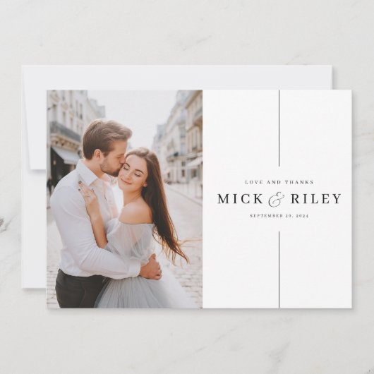 Carte De Remerciements Élégant Mariage photo personnalisé moderne (Devant)