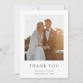 Carte De Remerciements Élégant Mariage photo simple (Devant)