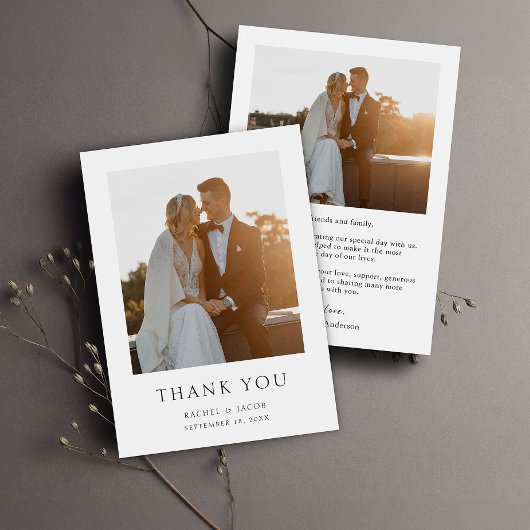 Carte De Remerciements Élégant Mariage photo simple