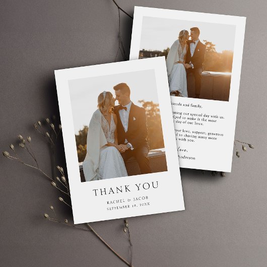 Carte De Remerciements Élégant Mariage photo simple