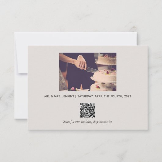 Carte De Remerciements Elégant mariage photo souvenirs code QR (Dos)
