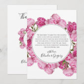 Carte De Remerciements Élégant Mariage Pink Peonies (Devant / Derrière)