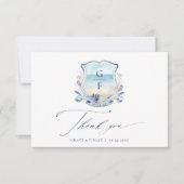 Carte De Remerciements Elégant mariage plage Monogram Crest (Devant)
