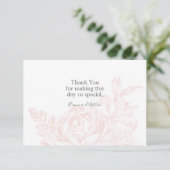 Carte De Remerciements Élégant Mariage rose blanc floral (Debout devant)