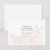 Carte De Remerciements Élégant Mariage rose blanc floral (Devant / Derrière)